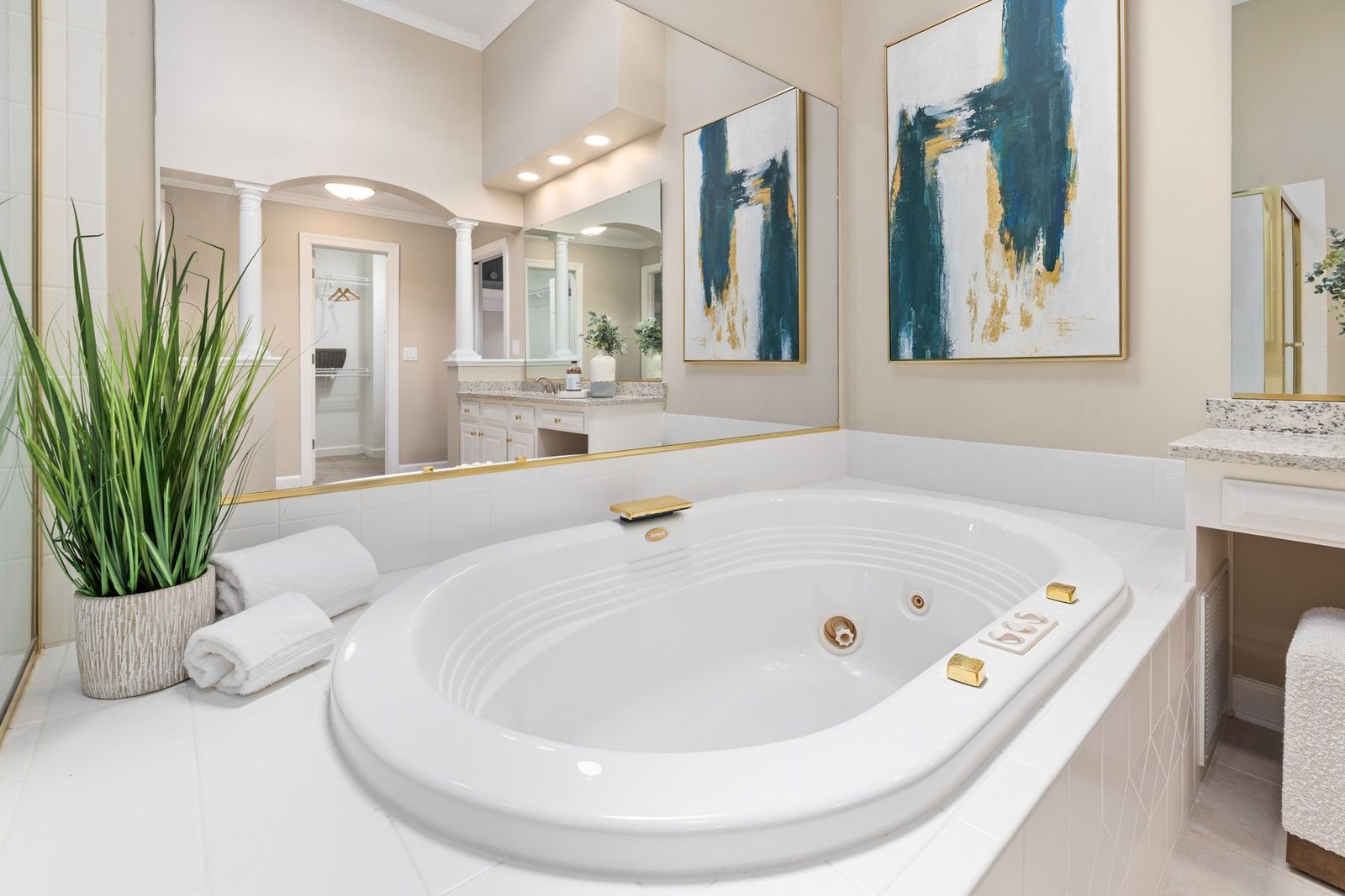 Bathroom with a whirlpool bathtub