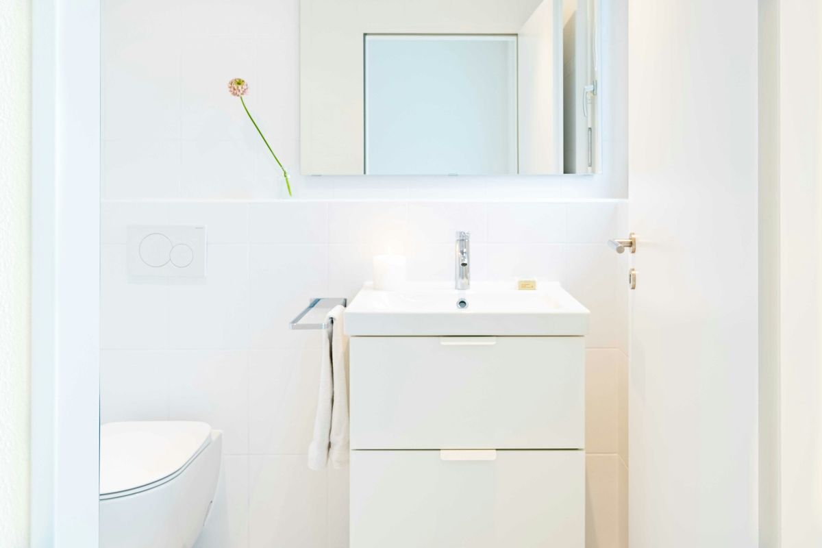 White floating vanity